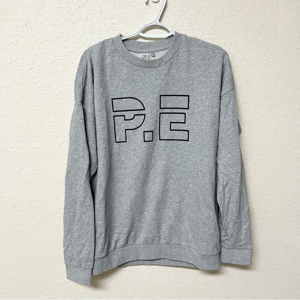 P.E Nation Crewneck Sweatshirt Sweater LOGO Pullover Gray Size S